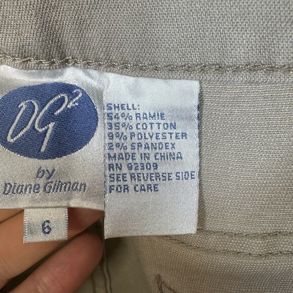 DG2 By Diane Gilman Pants Women Size 6 Ramie Blend Elastic Ankle Stretch Ankle - Picture 9 of 13